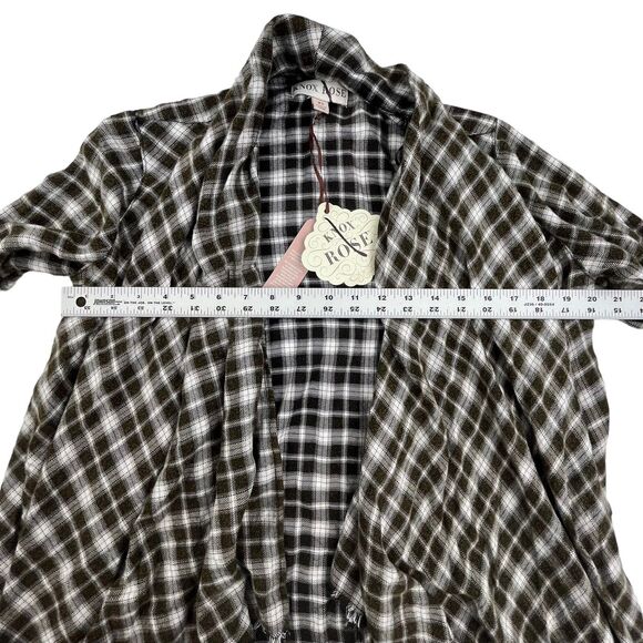 Knox Rose Top Women’s Size XS Open Front Wraparound Lightweight Flannel Plaid - Picture 11 of 12